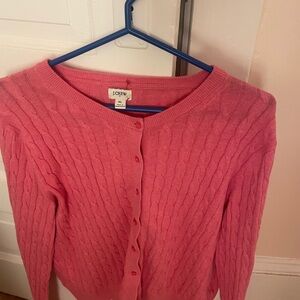 J. Crew Vibrant Pink Cable Knit Cardigan